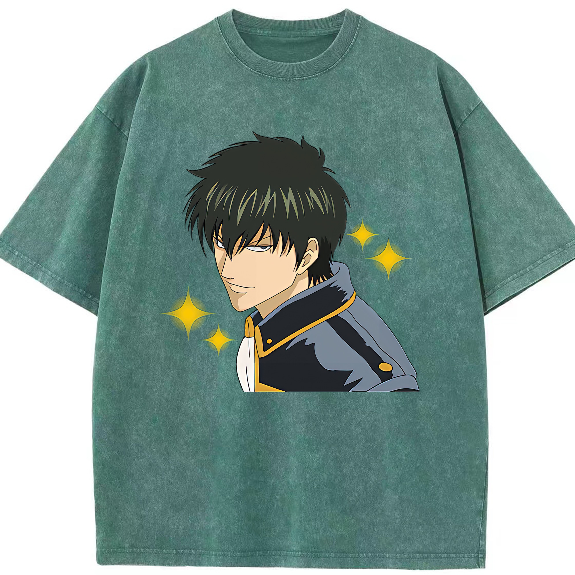 （画像用） ぎんたま 坂田銀時（さかたぎんとき） 神楽 志村新八（しむら しんぱち） GINTAMA Sakata Gintoki Kagura Shimura Shinpachi 綿100% ヴィンテージ風 半袖Tシャツ（フロントプリント）